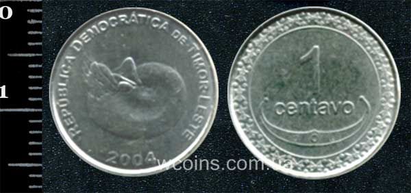 Монета Тимор 1 сентаво 2004