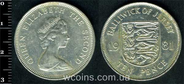 Монета Джерсі 10 пенсів 1981
