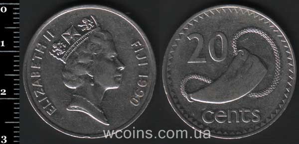 Монета Фіджі 20 центів 1990