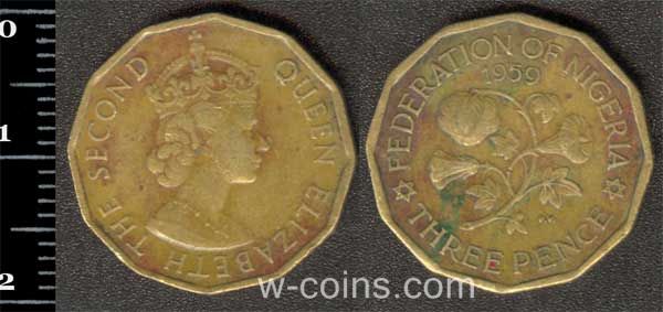 Монета Нігерія 3 пенса 1959