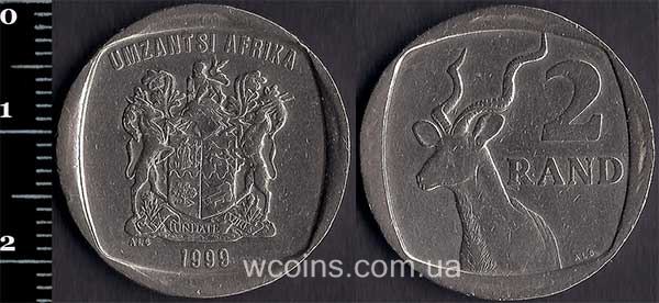 Монета Південна Африка 2 ранда 1999