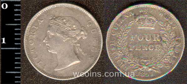 Монета Гаяна 4 пенса 1891