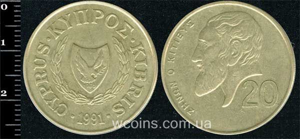 Coin Cyprus 20 cents 1991