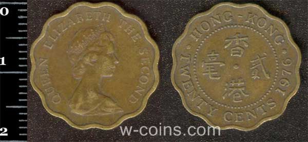 Монета Гонконг 20 центів 1976