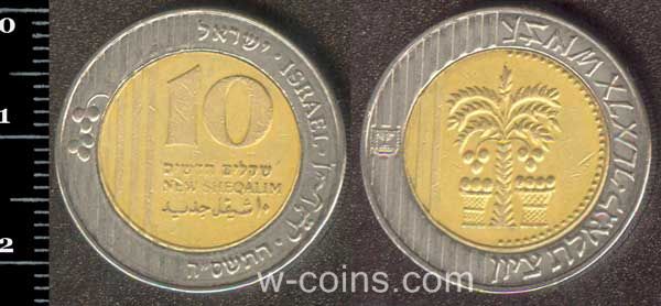 Монета Ізраїль 10 шекелів 2008