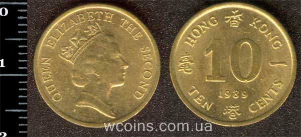 Монета Гонконг 10 центів 1989