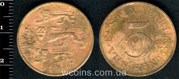 Монета Естонія 5 сенті 1931
