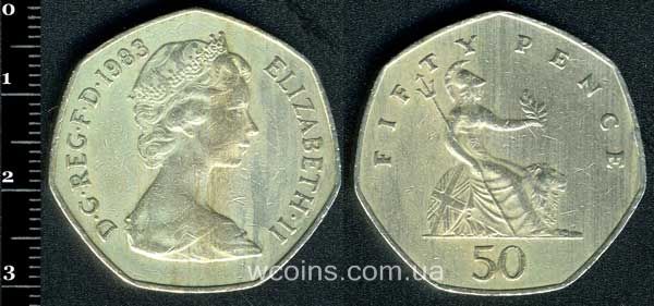 Монета Великобританія 50 пенсів 1983