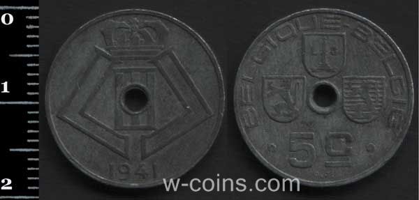 Монета Бельґія 5 сантимів 1941