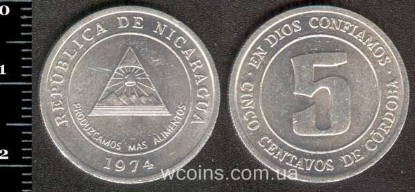 Монета Нікарагуа 5 сентаво 1974