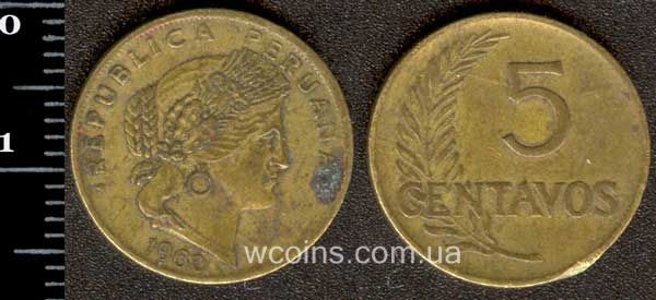 Монета Перу 5 сентаво 1960