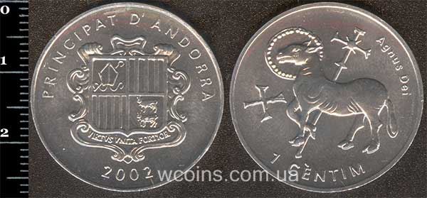 Монета Андорра 1 сантим 2002