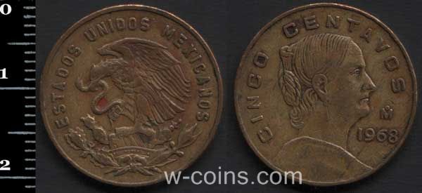 Монета Мексика 5 сентаво 1968