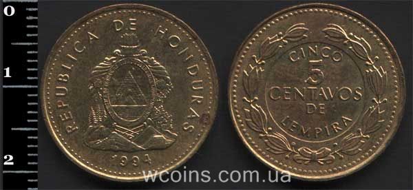 Монета Гондурас 5 сентаво 1994