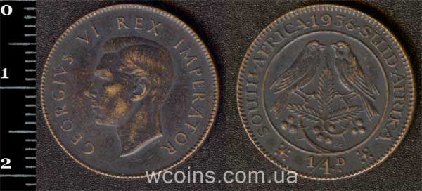 Монета Південна Африка 1/4 пенні 1938