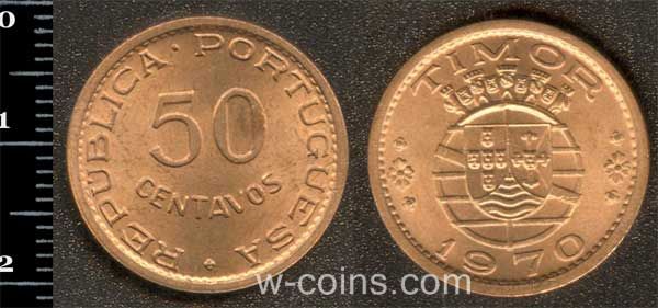 Монета Тимор 50 сентавос 1970