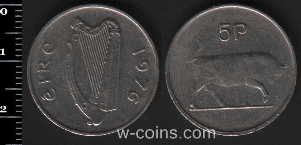 Coin Ireland 5 pence 1976