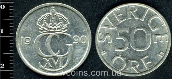 Монета Швеція 50 ере 1990
