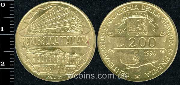 Монета Італія 200 лір 1996