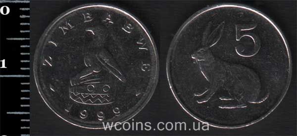 Монета Зімбабве 5 центів 1999