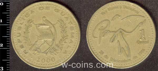 Монета Гватемала 1 кетсаль 2000