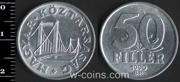 Монета Угорщина 50 філлерів 1990