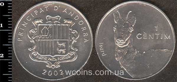 Монета Андорра 1 сантим 2002