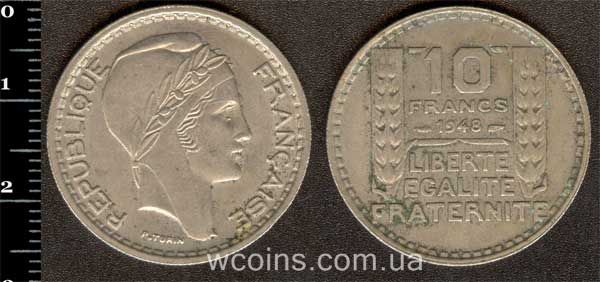 Монета Франція 10 франків 1948