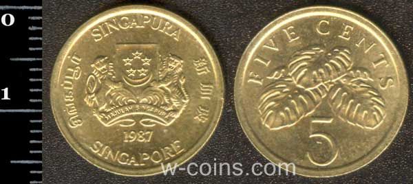 Монета Сінґапур 5 центів 1987