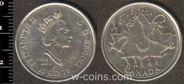 Монета Канада 25 центів 2002