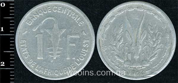 Монета Західно-Африканські Держави 1 франк 1962