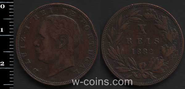 Монета Портуґалія 10 рейсів 1882