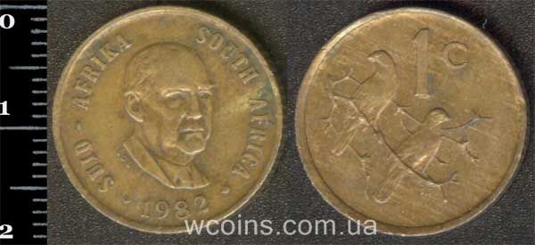 Монета Південна Африка 1 цент 1982