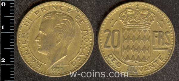 Монета Монако 20 франків 1951
