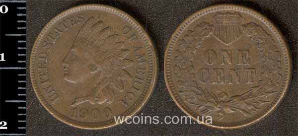 Монета США 1 цент 1900