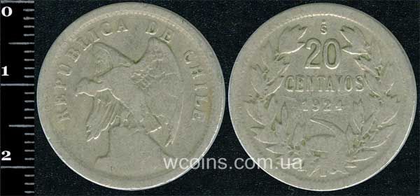 Монета Чілі 20 сентаво 1924
