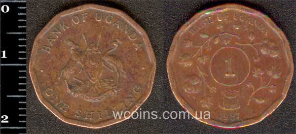 Монета Уганда 1 шилінг 1987