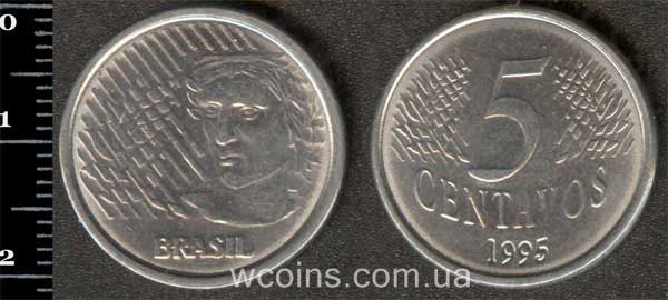Монета Бразілія 5 сентаво 1995