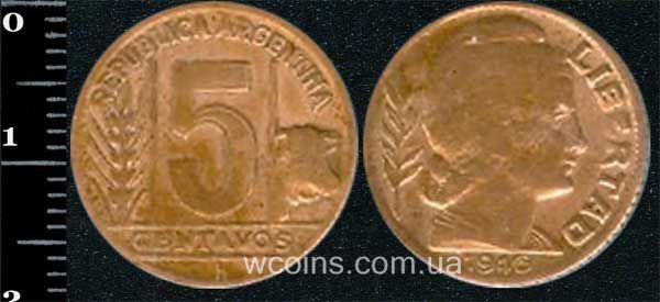Монета Аргентина 5 сентаво 1946