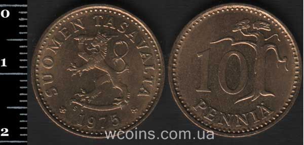 Монета Фінляндія 10 пенсів 1975