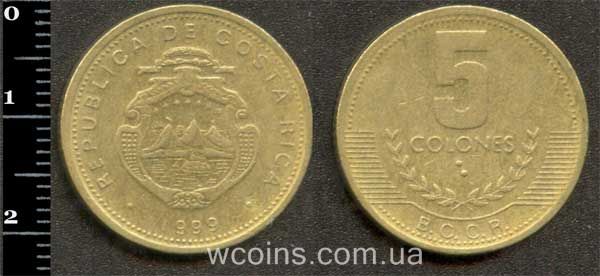 Монета Коста-Ріка 5 colones 1999