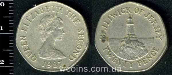 Монета Джерсі 20 пенсів 1987