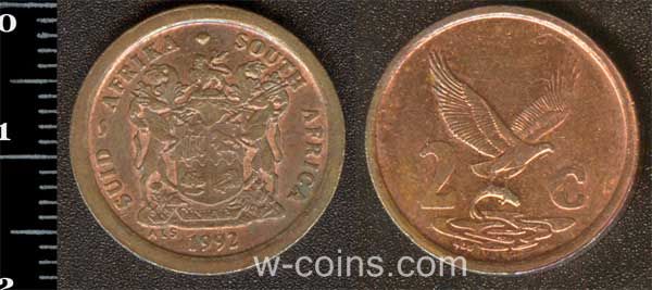 Монета Південна Африка 2 цента 1992