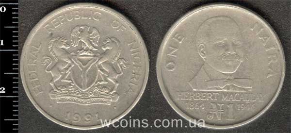 Монета Нігерія 1 найра 1991