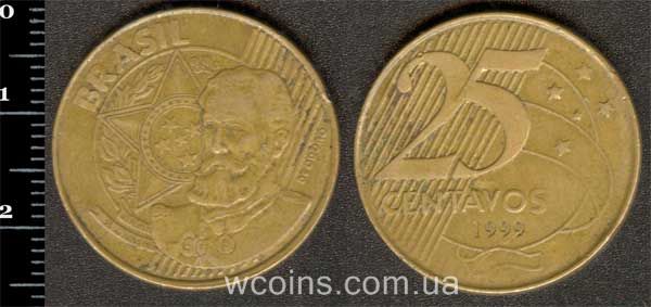 Монета Бразілія 25 сентаво 1999