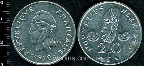 Монета Вануату 20 франків 1970