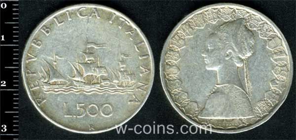 Монета Італія 500 лір 1958