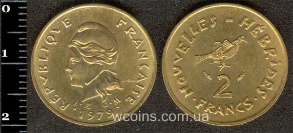 Монета Вануату 2 франка 1979