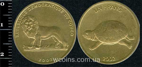 Монета Конго 1 франк 2002