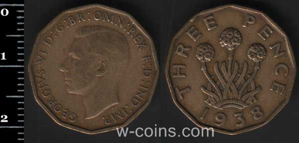 Монета Великобританія 3 пенса 1938